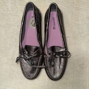 Sperry Top Sider Women's Metallic Pewter Boat Shoes Loafers Slip On Size Unknown